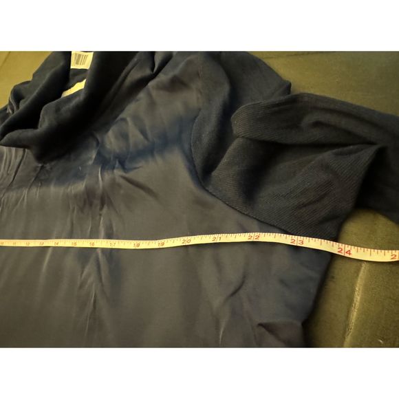 Chico's Mixed Media Cowl Neck Layered Long Sleeve Navy Top-Sz 3 (XL) - Picture 7 of 11
